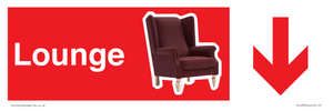 Lounge Dementia Friendly Sign Red With directional arrows